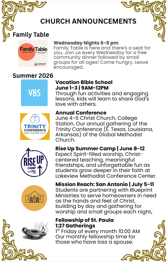 April Week 1 Announcements